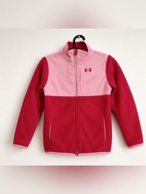 Under Armour Toddler Girls Fleece Jacket Pink Full Zip Coat Size XS ColdGear